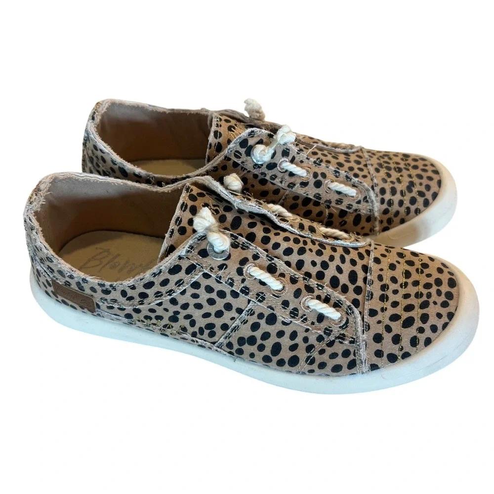 Blowfish Malibu Sneakers Women 8.5M Beachside Low Top Pixie‎ Cheetah Fabric - Picture 2 of 11